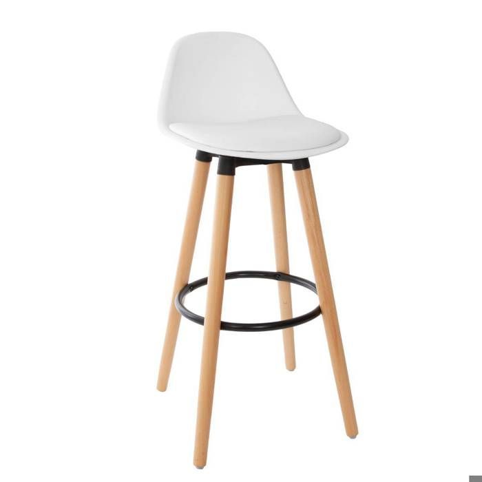 Atmosphera - Tabouret de bar confortable blanc maxon H 92 cm Blanc