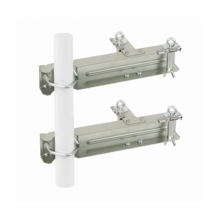 Fixation double - ERARD - Extra-forte - Acier - Zingué Galvanisé - Pour mâts Ø 30 à 50