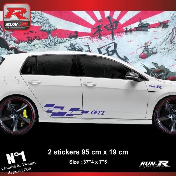 Sticker bas de caisse - ADNAUTO - VOLKSWAGEN GOLF 7 - Lot de 2 - Résistant aux UV - Notice incluse