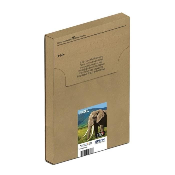EPSON Multiplack EasyMail T2438 XL - Eléphant - Noir, jaune, cyan, magenta, magenta clair, cyan clair (C13T24384510)