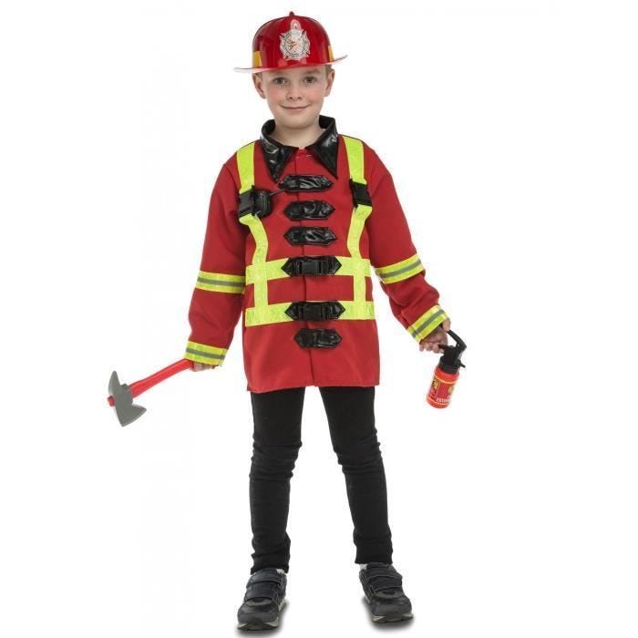 Déguisement pompier enfant - Métier - Rouge - Polyester - Accessoires inclus