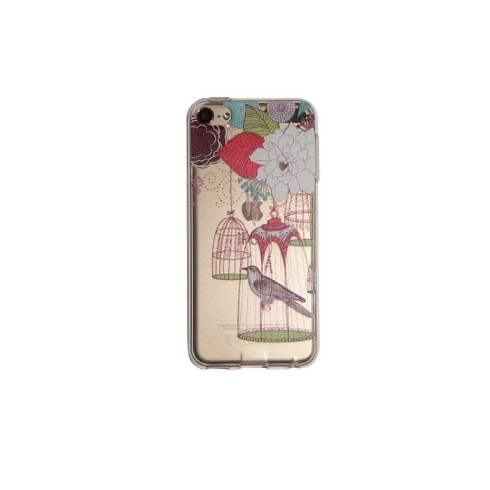 Verre Trempé + Coque Gel imprimée pour Apple iPod Touch 7/6 (sortie 2015) Oiseau en Cage