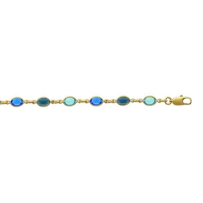 Bracelet - Brillaxis - Bracelet plaqué or - Cristaux multicolores - 18 cm - Femme