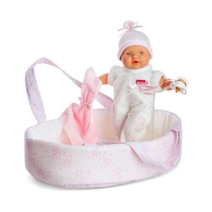Poupée Bébé - Berjuan - Basket Rose - 28 cm - Son - +3 ans