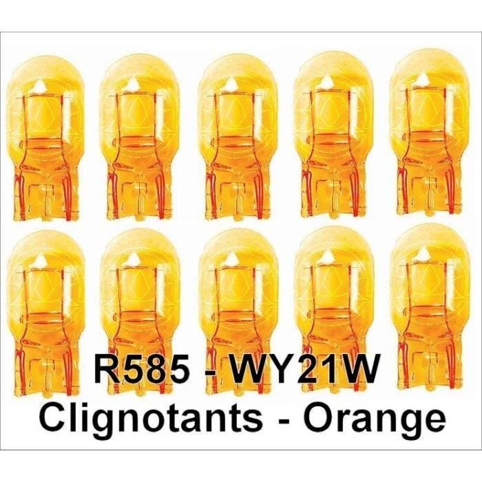 10 ampoules 12v 21w T10 WY21W wedgebase. R585.