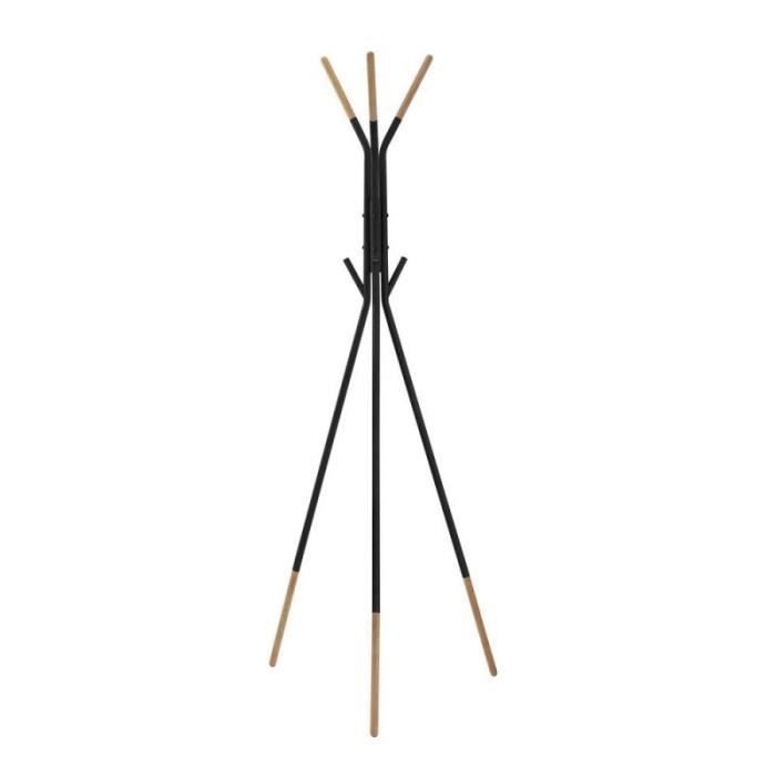 DKD Home Decor porte-manteaux Noir Acier Bois dhévéa (65 x 65 x 179 cm) - 8424001855520