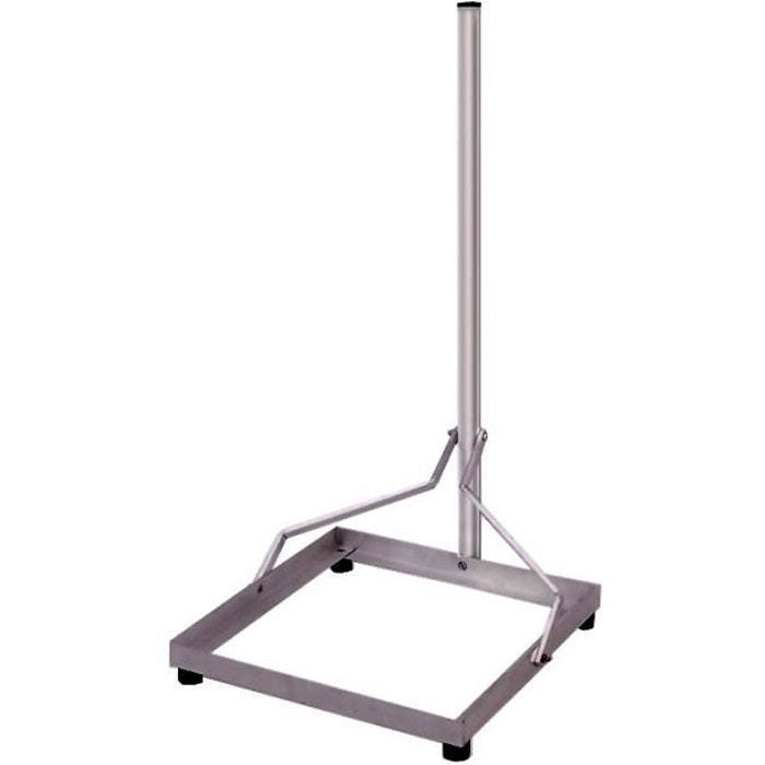Support Parabole - HD LINE - Châssis Acier - Mât 100 cm - Dalle 50x50 cm - Fixation Terrasse