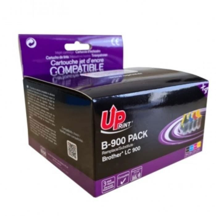 UPRINT LC900 Pack 4 cartouches compatibles avec imprimantes Brother DCP-110 MFC-1180 - 1 Noir + 1 Cyan + 1 Magenta + 1 Jaune