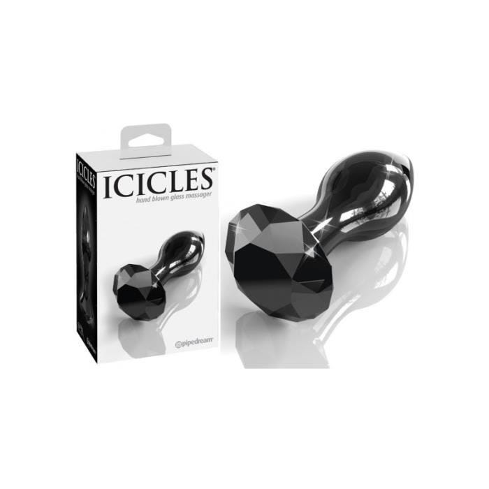 Gode en verre - Pipedream - Icicles N 78 - Noir - 8,3 cm - Anal