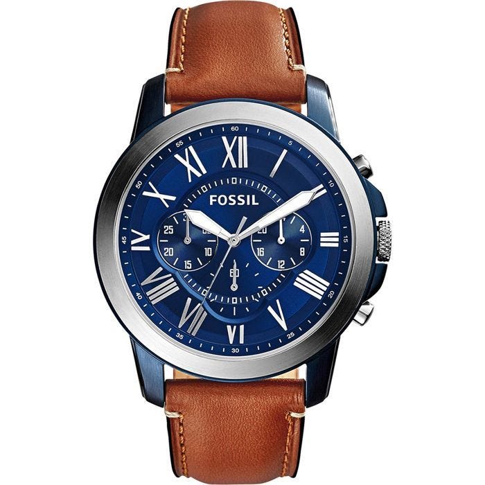 Montre - FOSSIL - FS5151 - 44MM - Cuir Noir - Boîtier Acier Inoxydable