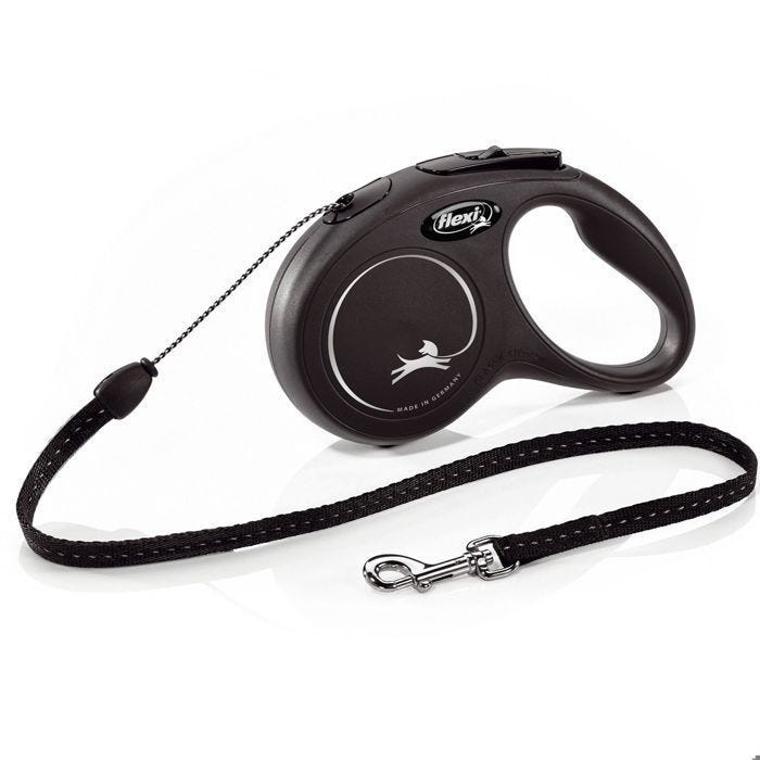 Laisse Flexi Classic Cordon S Noir - Pour Chiens jusqu'à 12 kg - Sangle Réfléchissante - FLEXI - CL10C5-251-S-20