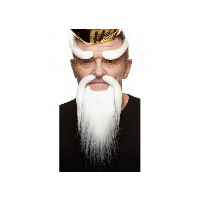 Kit moustaches chinoise blanche adulte