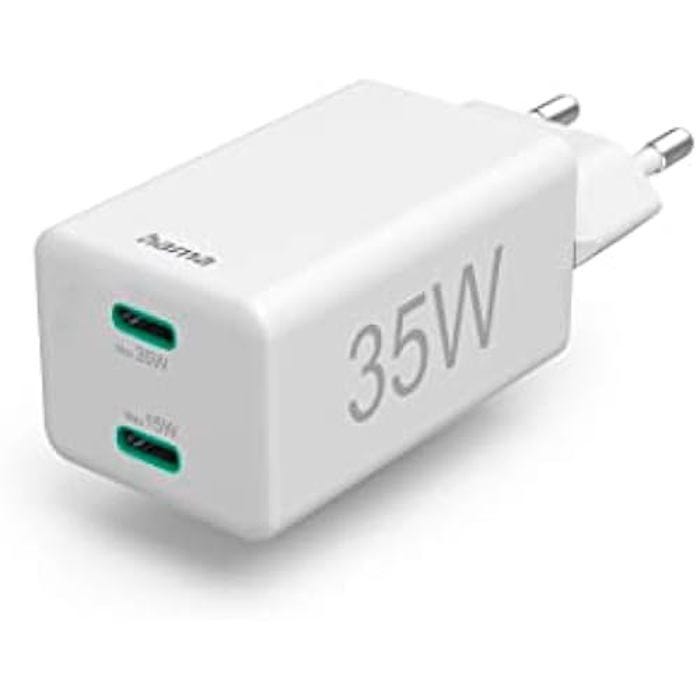 Chargeur - HAMA - Mini-Chargeur - 2 x USB-C - PD/Qualcomm® - 35 W - Blanc