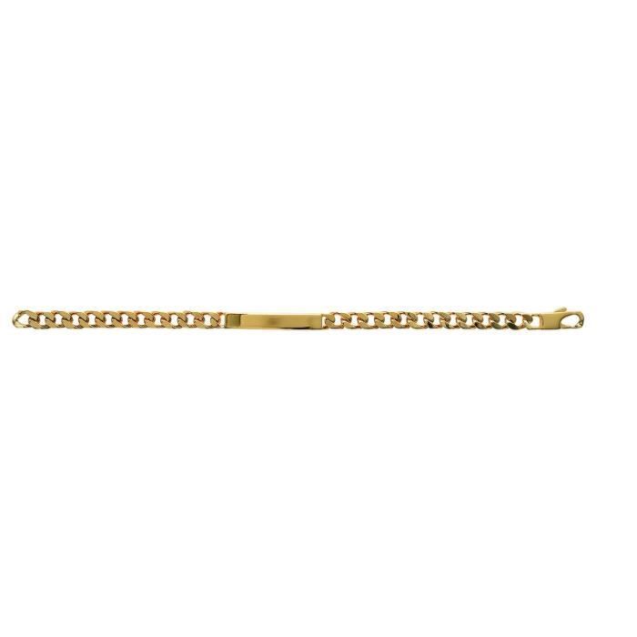 Identité homme - BRILLAXIS - Bracelet identité maille alternée plaqué or - Couleur de la matière:Jaune Taille/Longueur:21 cm