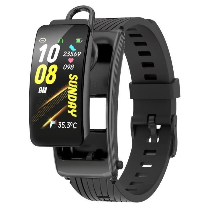 Montre Connectée Bluetooth Étanche Avec Écouteurs Détachables et Suivi Santé Noir YONIS