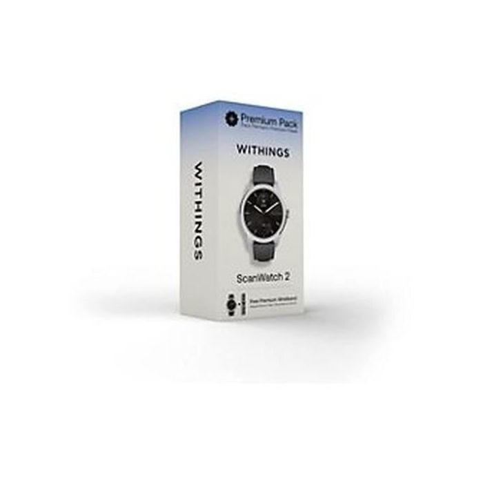 Montre de santé Withings Scanwatch 2 de 42mm en noir avec bracelet en cuir, détection automatique d'activité, notifications vibrante
