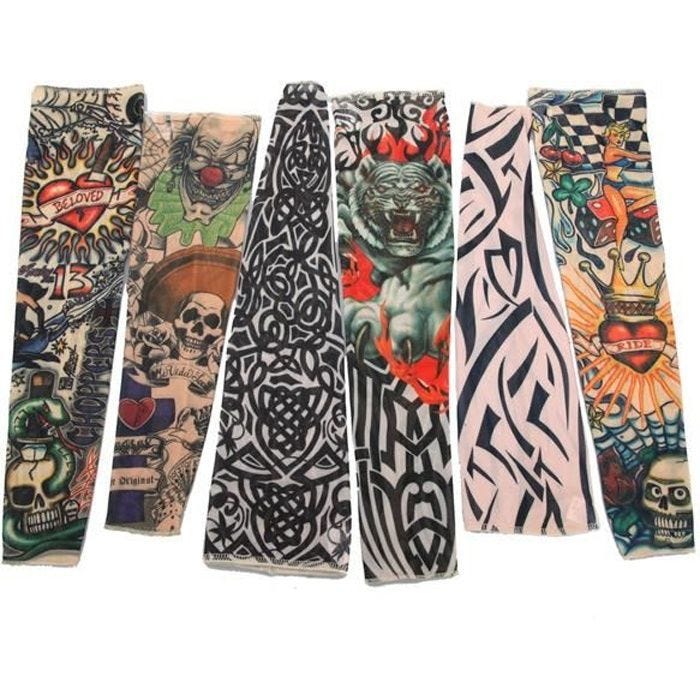 TEMPSA 6Pcs Faux Tatouages Manchette Costume Déguisement Couleur aléatoire