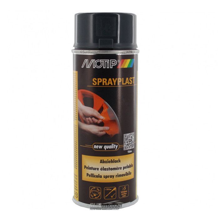 Bombe de peinture carbone brillant élastomère pelable Motip Sprayplast 396540