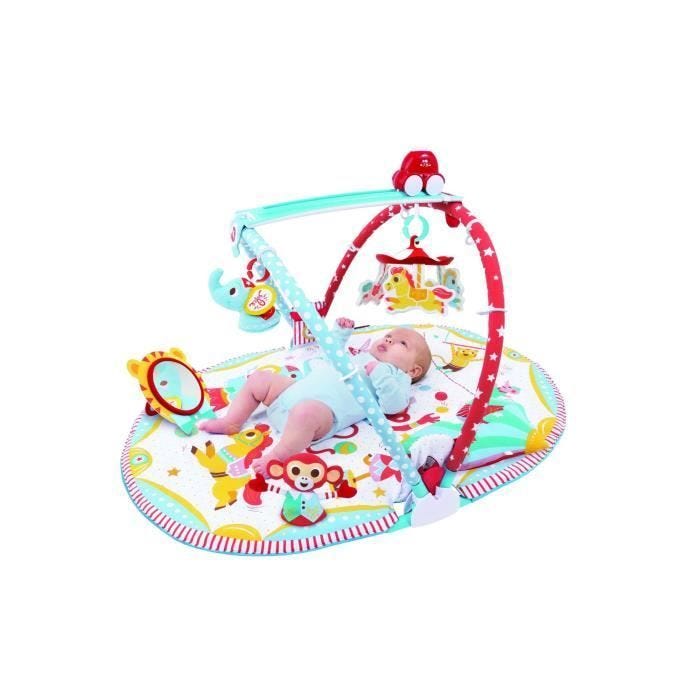Tapis d'éveil Gymotion Circus Playland - Yookidoo - 3 en 1 - Singe et éléphant en peluche - Piste motorisée