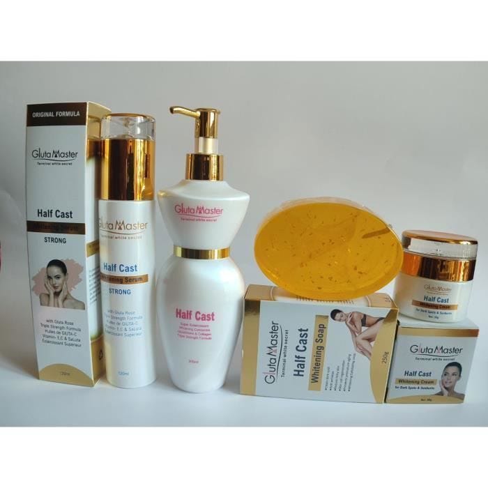 Gamme complète gluta master, terminal white, lait 300,ml,sérum, savon 200g et crème visage très concentré et éclaircissant