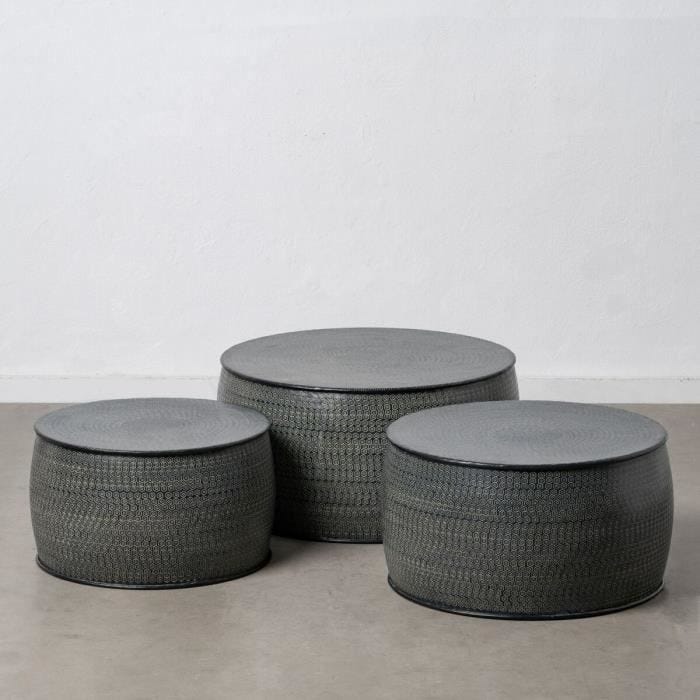 table d'appoint 66 x 66 x 34,5 cm noir aluminium (3 unités)