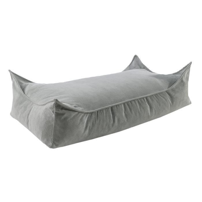 MeowBaby® Pouf pour Enfants, Rectangulaire, Velours Côtelé, Gris