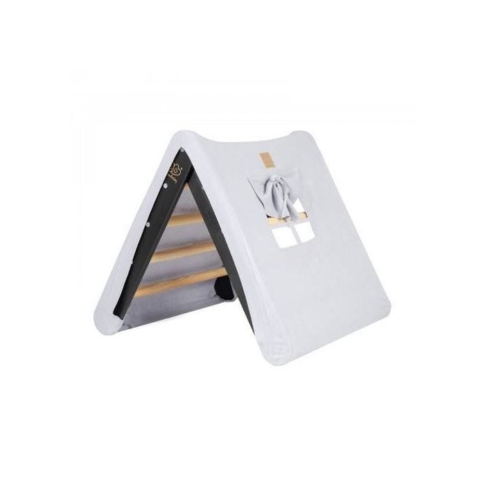 MEOWBABY Maison triangulaire d'escalade avec cadre pliable noir, gris bleu