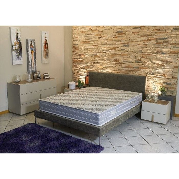 Matelas Tissu Bambou Naturel 140x190 x 24 cm + Protège Matelas + Oreiller Visco - Confort Ferme - Ame Poli Lattex Haute Densité