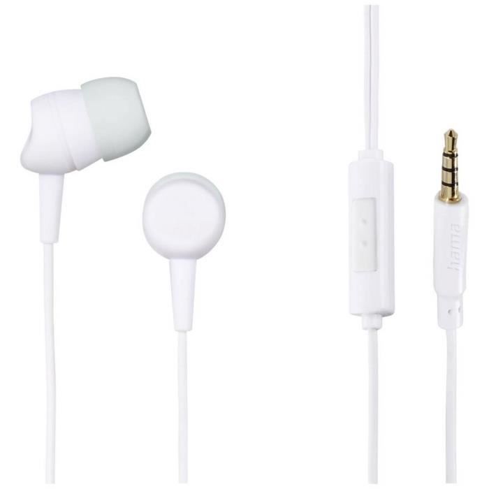 Écouteurs intra-auriculaires - HAMA - Kooky - Filaire - Anti-bruit - Gris clair, blanc