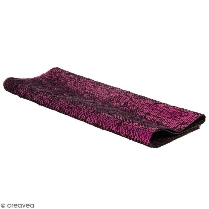 Coupon de tissu à sequins réversibles - Fuchsia / Argenté - 42 x 32 cm