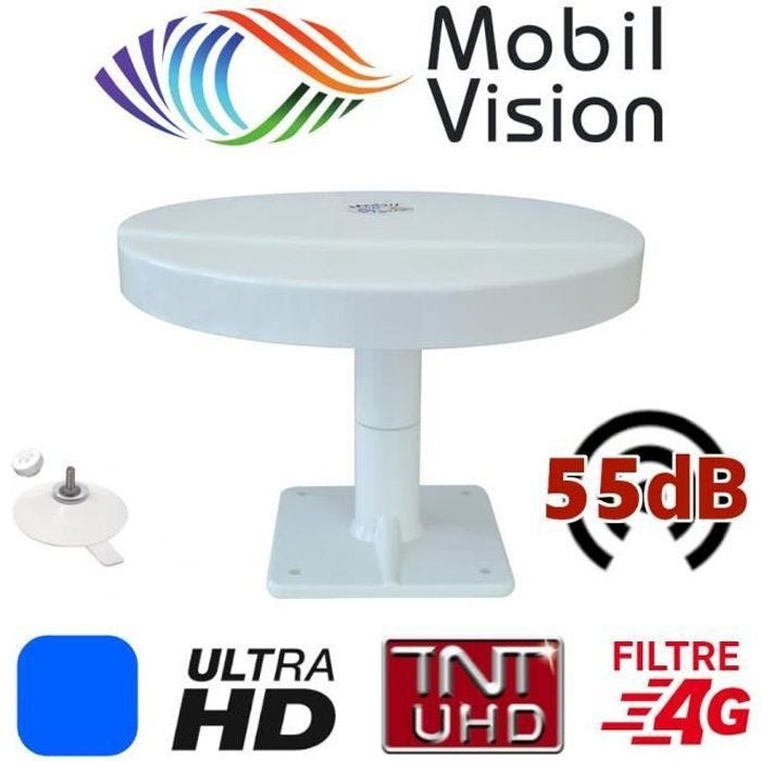 ANTENNE HD OMNIDIRECTIONNELLE OMNIVISION + PIED VENTOUSES TNT TERRESTRE SENSIBILITE 55dB TNTHD CAMPING CAR FOURGON AMENAGE CAMION
