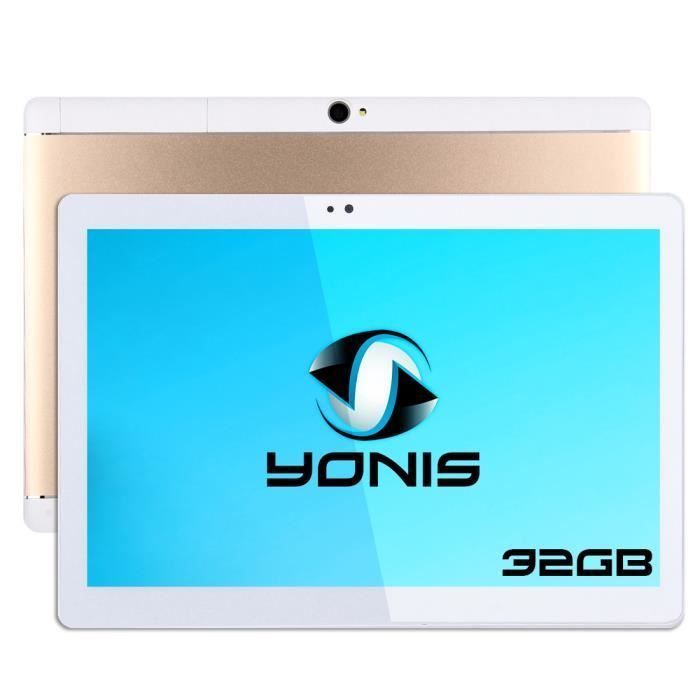 Tablette 4G Multimédia 10' Android 7.0 Octacore 32Go Stockage Double Sim Or YONIS Argent
