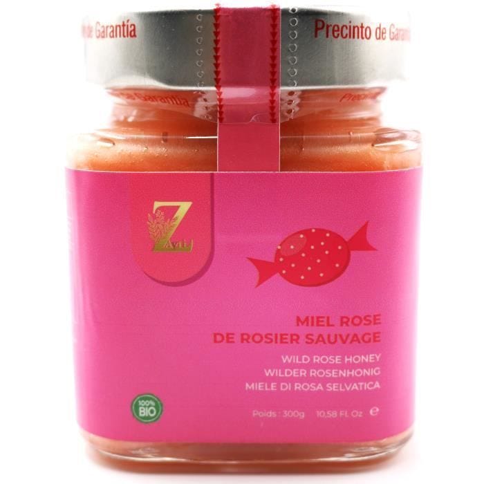 Miel Rose De Rosier Sauvage 100% pur & Naturel. Miel Cru Vraie Premium -300g - Recueilli en Russie - De La Qualité La Plus Fine
