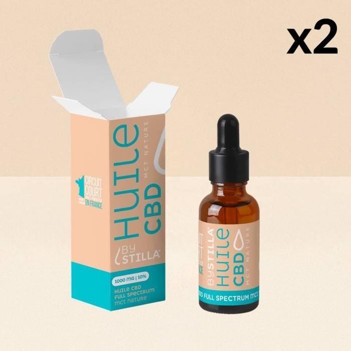 Lot 2 Huiles CBD BySTILLA 40% / 4000mg (2x10ml). Origines 100% naturelles. Huile de Coco MCT pure. Goût neutre. Produit en France.