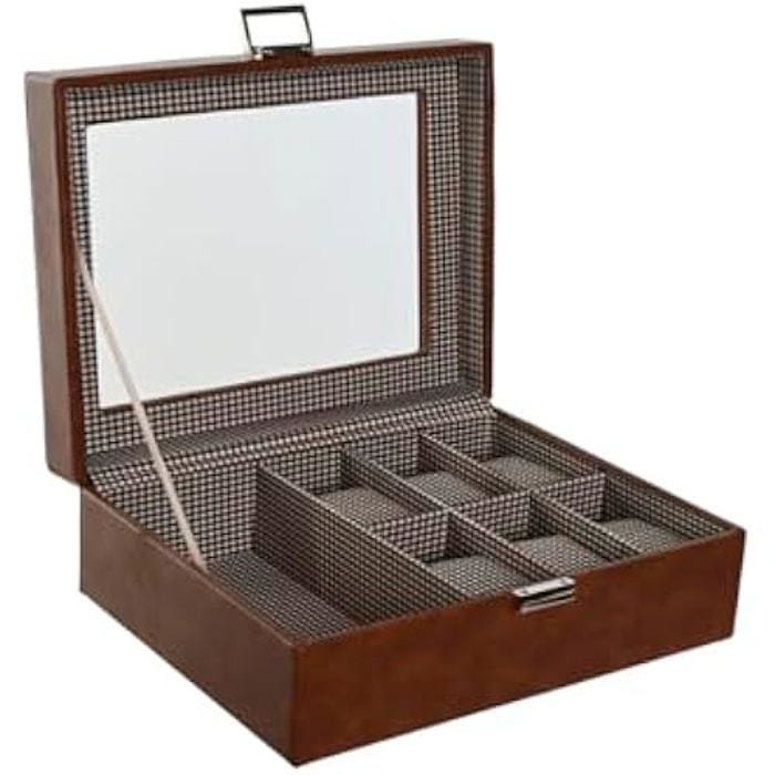 Boîte à bijoux - HOME ESPRIT - Marron en verre - 20 x 26 x 9 cm - Multicolore - Mixte