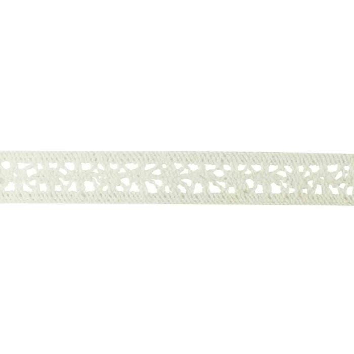 Ruban dentelle - MÉGACRÉA - Fleur - 1,8 cm - 2 m - Coton blanc