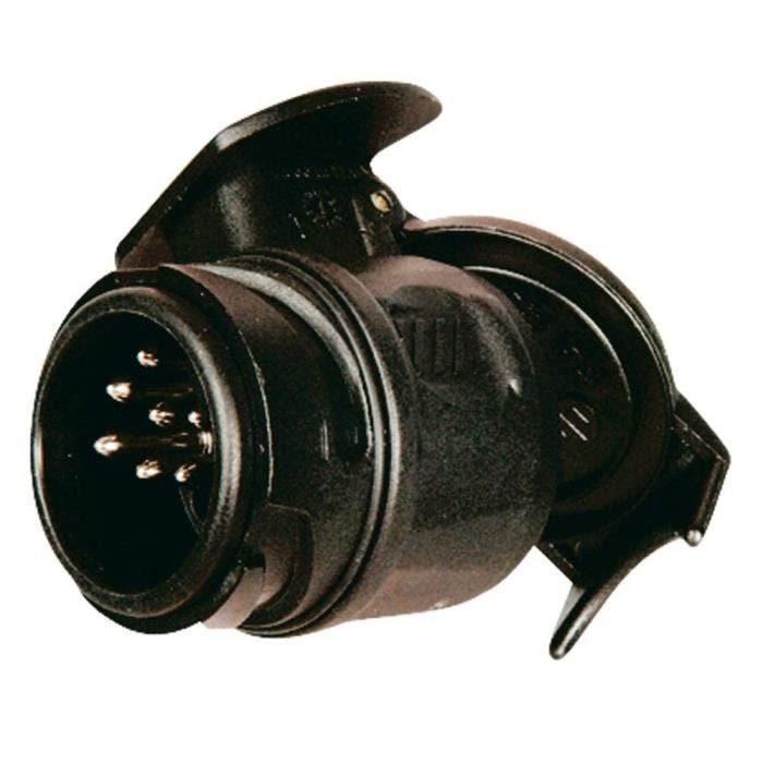 Adaptateur 13 plots mâle / 7 plots femelle - 12 V - Raccordement voiture - Caravane - Tension 12 V
