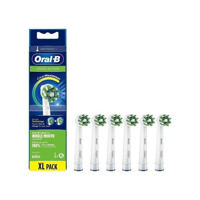 Recharges de brosse à dents électrique Oral-B CrossAction Clean, 6 unités en paquets de 2, technologie Clean Maximiser