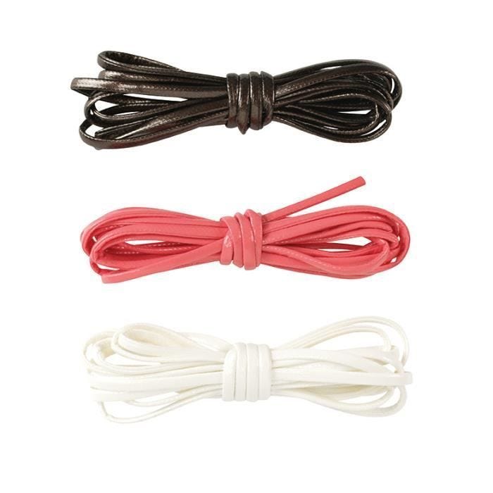 Cordon en cuir synthétique - MegaCrea DIY - Corail chocolat blanc - 3mm - 1,5m - 3 pièces