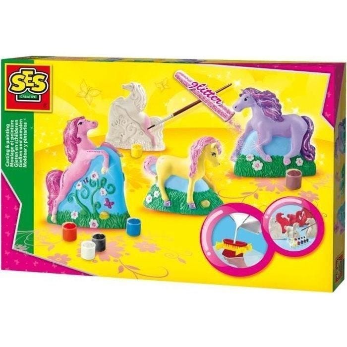 SES CREATIVE - Moulage et peinture - 3 chevaux - À partir de 5 ans - Mixte - Plâtre et peinture inclus