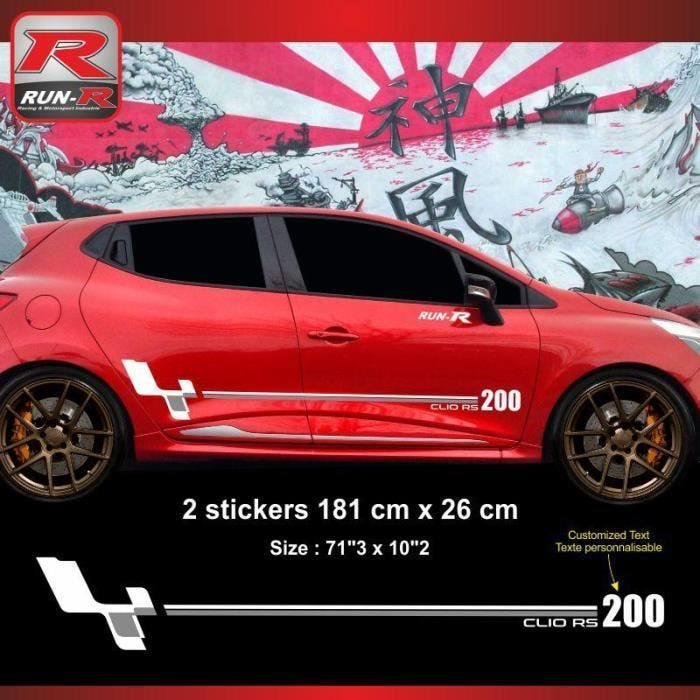 Sticker personnalisable - ADNAUTO - Clio RS - Lot de 2 - Résistant aux UV - Facile à poser