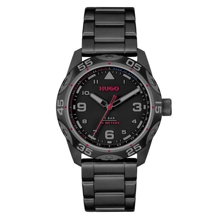 HUGO - Montre ronde en acier Trek - Homme - Noir
