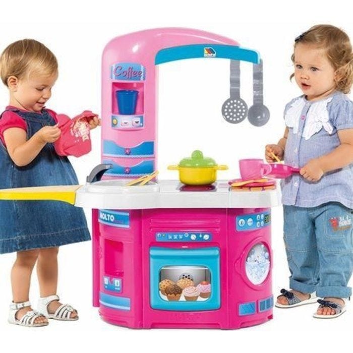 Cuisine pour enfant - MOLTO - Ma première cuisine - Rose - Jouet - 12 accessoires