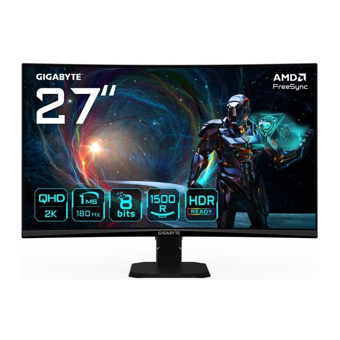 Moniteur Gaming Incurvé - GIGABYTE - GS27QCA - 27 pouces - QHD 2560x1440 - 180Hz - 1ms
