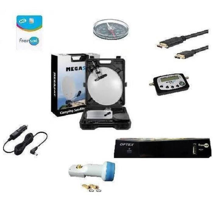 KIT CAMPING CAR Parabole 35 CM + Récepteur ORS 9948 Fransat + Kit Satfinder + Kit Coaxial HD4K