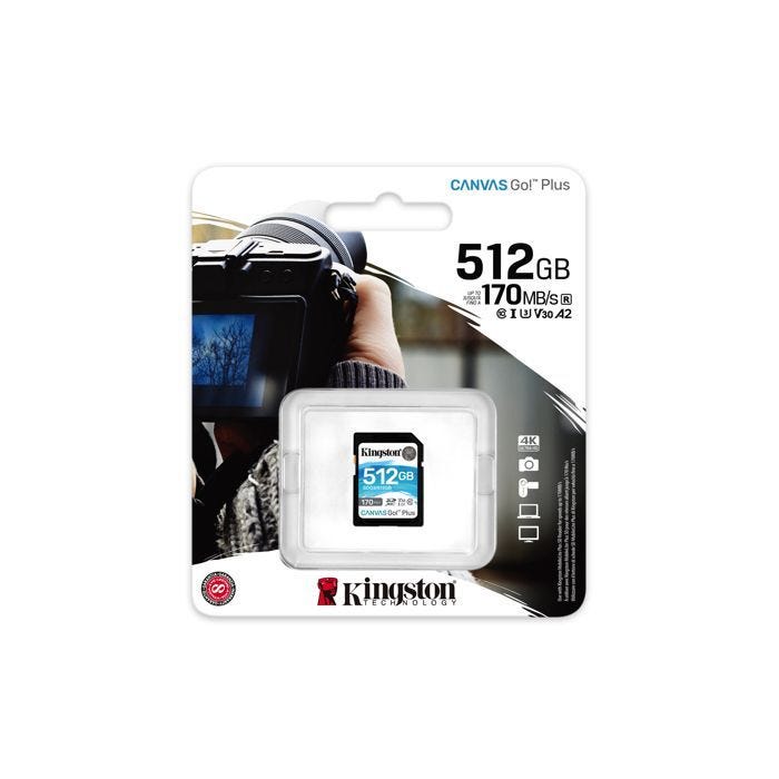 Kingston SDG3/512GB Carte mémoire SD Card ( 512GB SDXC Canvas Go Plus 170R C10 UHS-I U3 V30 )