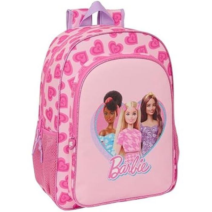 Sac à dos scolaire Barbie Love - SAFTA - Adaptable au chariot - Confortable et polyvalent - Rose