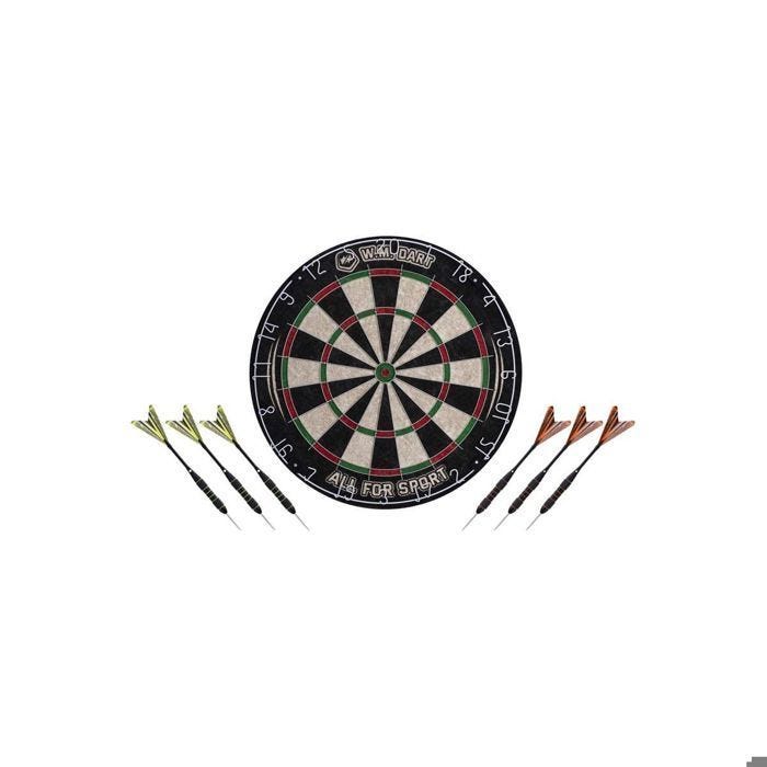 Cible de fléchettes traditionnelle - De Faugères - D45cm - Noir - Pour fléchettes à pointe acier