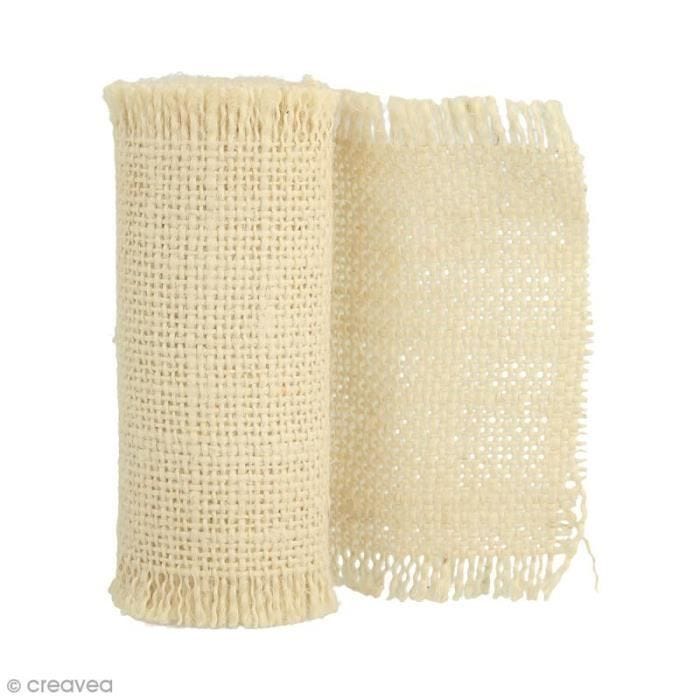 Ruban de tissu en toile de lin - ARTEMIO - Crème - 10 cm x 1 m