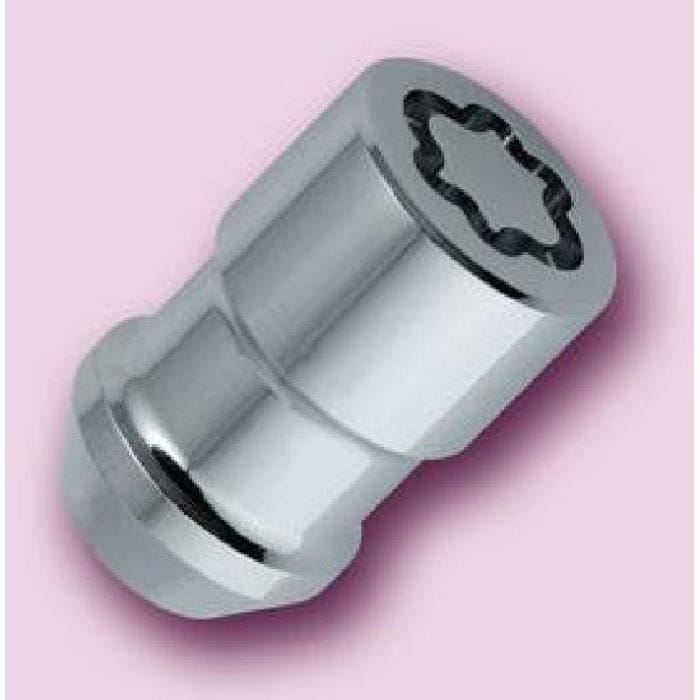 4 ecrous antivol Chrome 12x15/ 60degres/ 325mm/ Douille 19mm